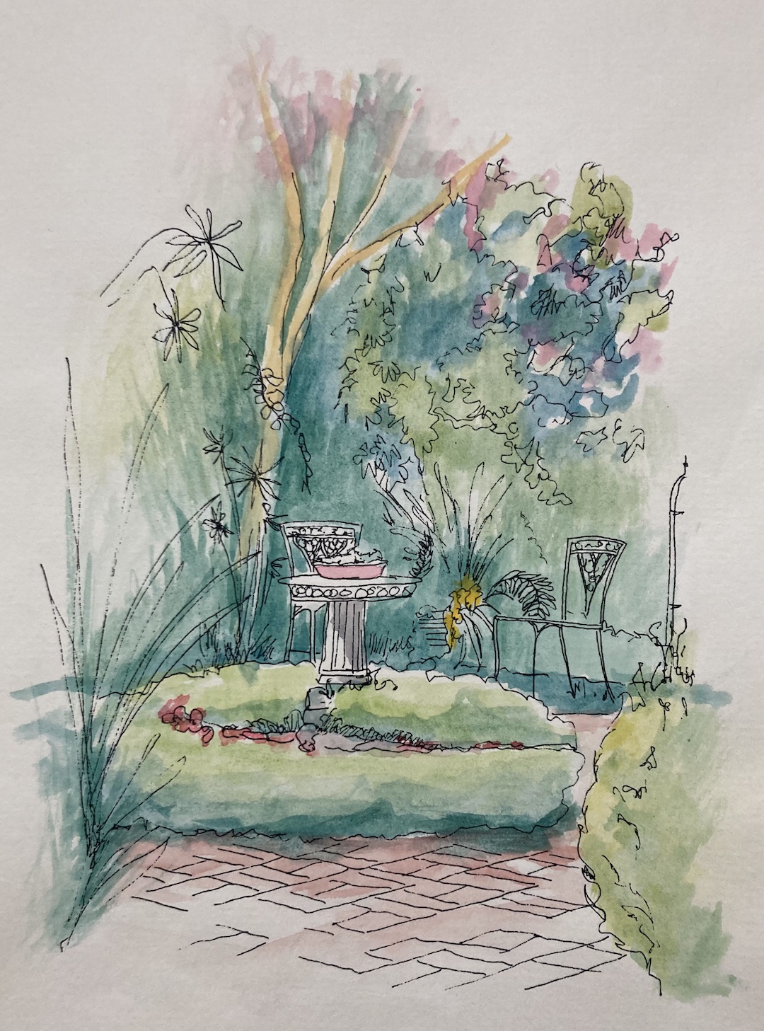 Charleston garden watercolor painting commission